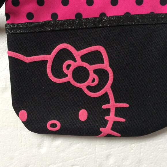 Hello Kitty Womens Crossbody Bag Black Pink Dots 2013 Sanrio NWT - Picture 2 of 8